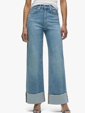 164~ NWT Hudson Womans 27 James High-Rise Wide Leg Cuff Jeans in Light Blue Wash